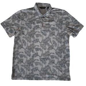 Travis Mathew Golf Polo Shirt XL Gray Palm Tropical Performance Stretch Casual